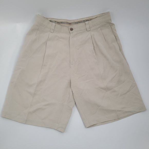 Tommy Bahama‎ Men's Tan Pleated Front 100% Silk Dress Shorts